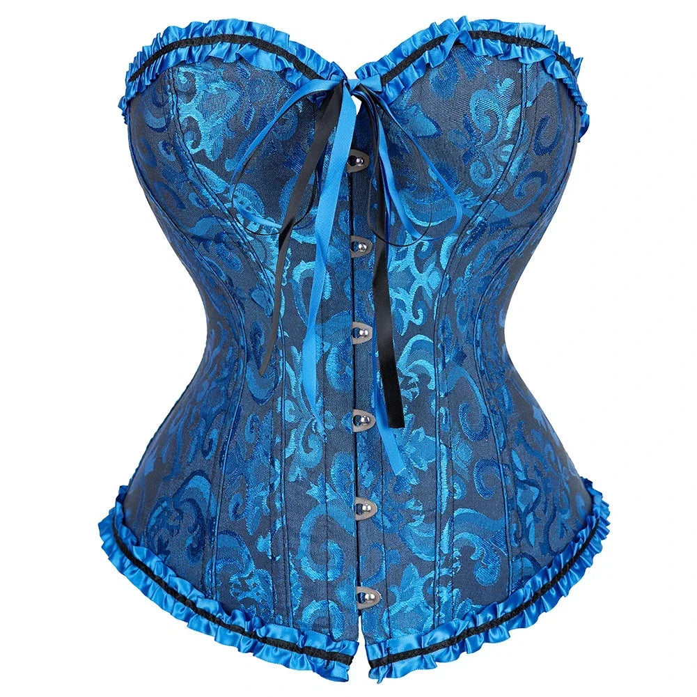 Victorian Gothic Fashion Jacquard Overbust Corset