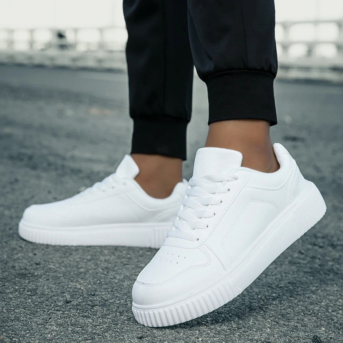 Clover – Women’s White Sneakers Lightweight Thick Sole Casual Shoes