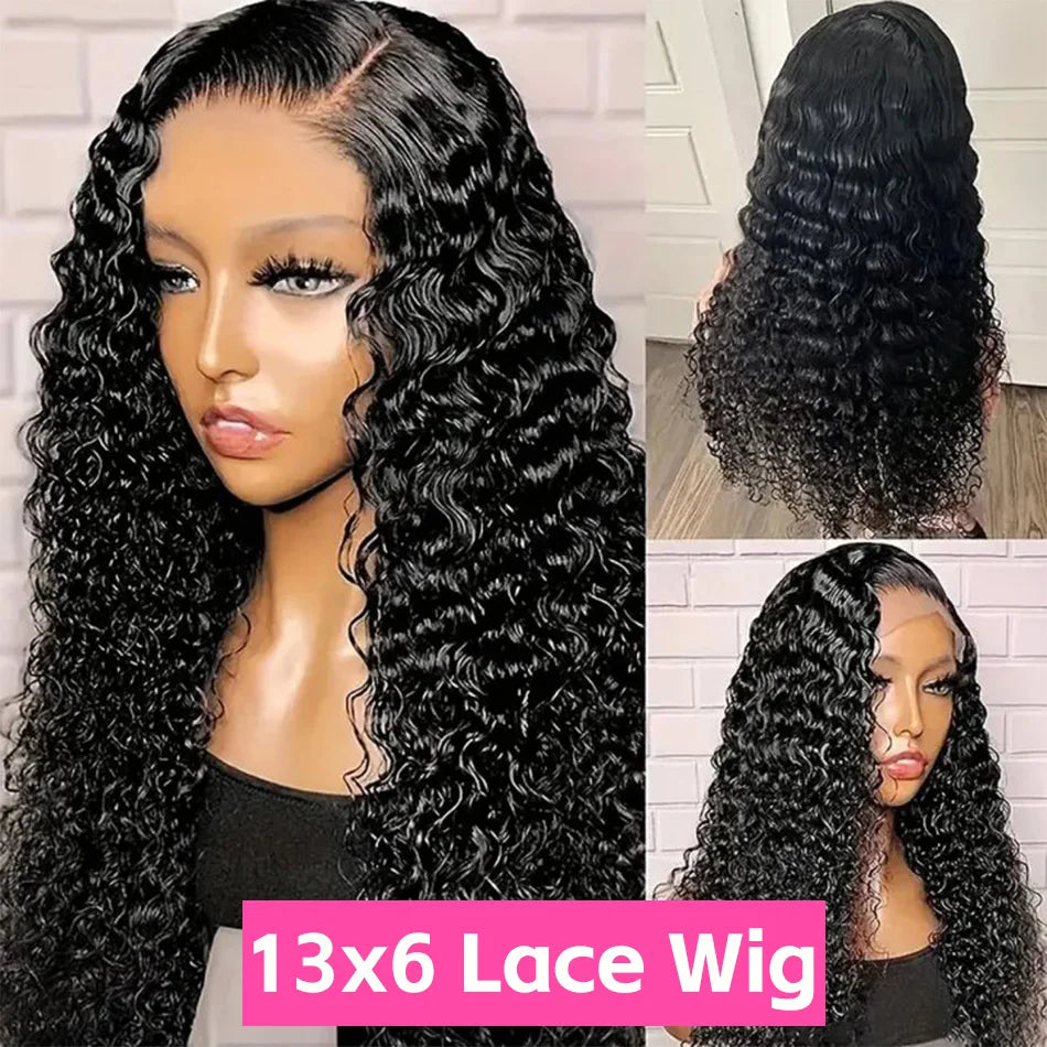 Water Wave Frontal Curly Lace Closure Human Hair Wig Women
