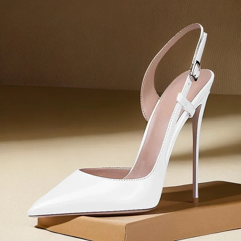 New side leakage hollowed out rear strap high-heeled sandals with black and white mirror and sexy temperament plus size shoes