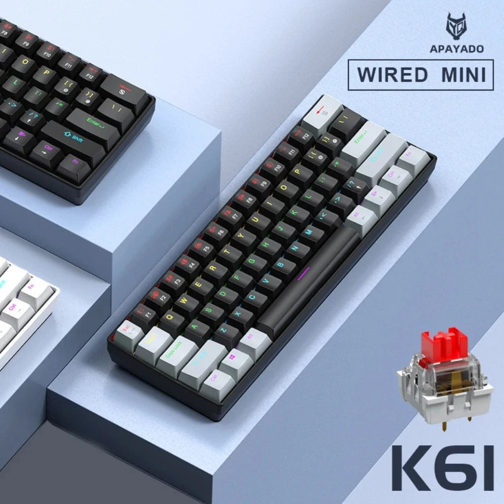 APAYADO K61 Keyboard 60% Portable Wired Mechanical Keyboard