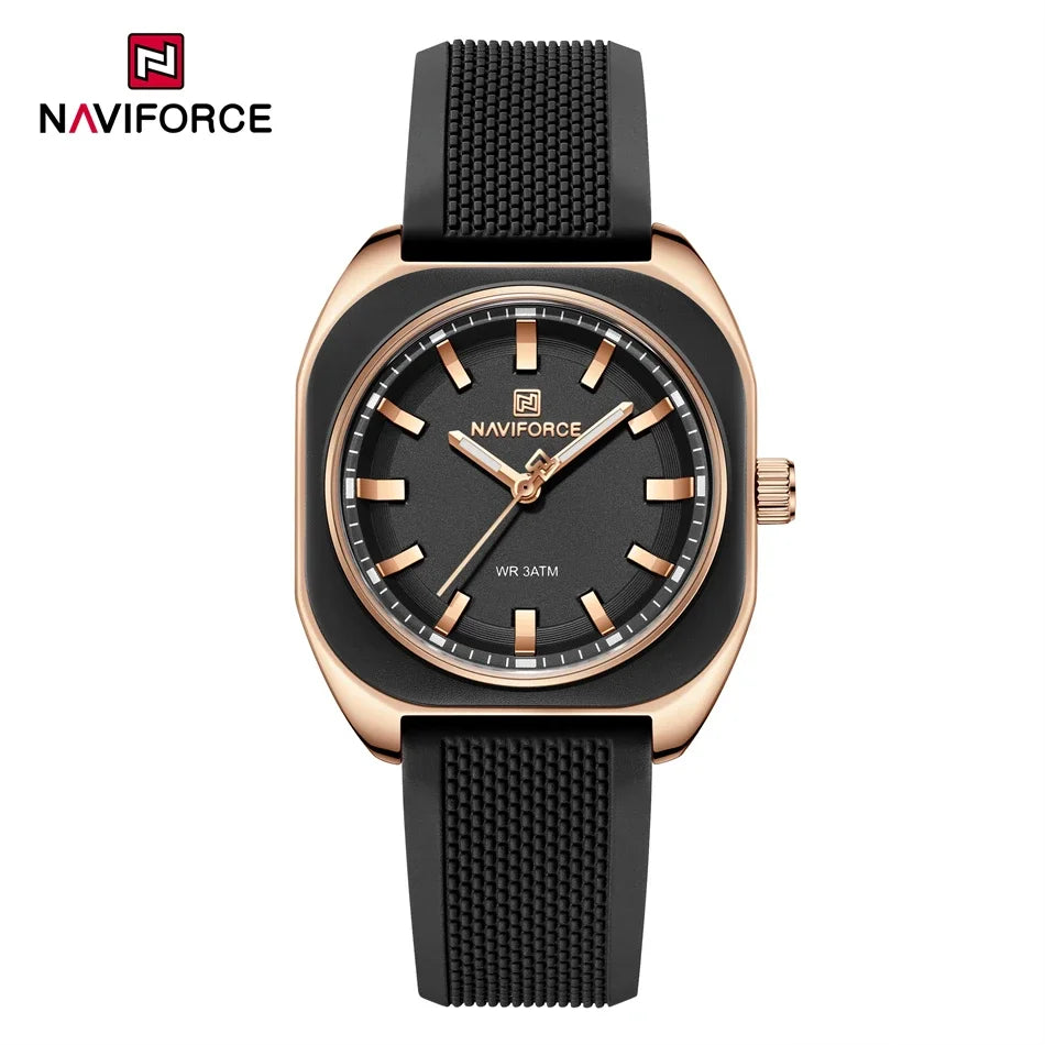 NAVIFORCE Fashion Women's Casual Elegant Simple Polygon Quartz Silicone Watch Gift for Women Wristwatch Casual Relogio Feminino