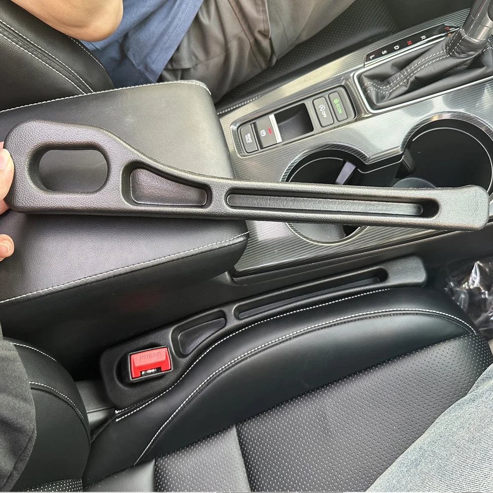 2pc Car Seat Gap Filler Organizer Pu Waterproof Car Seat Gap Plug Strip with 2 Grooves Seat Gap Storage Auto Interior Accessorie