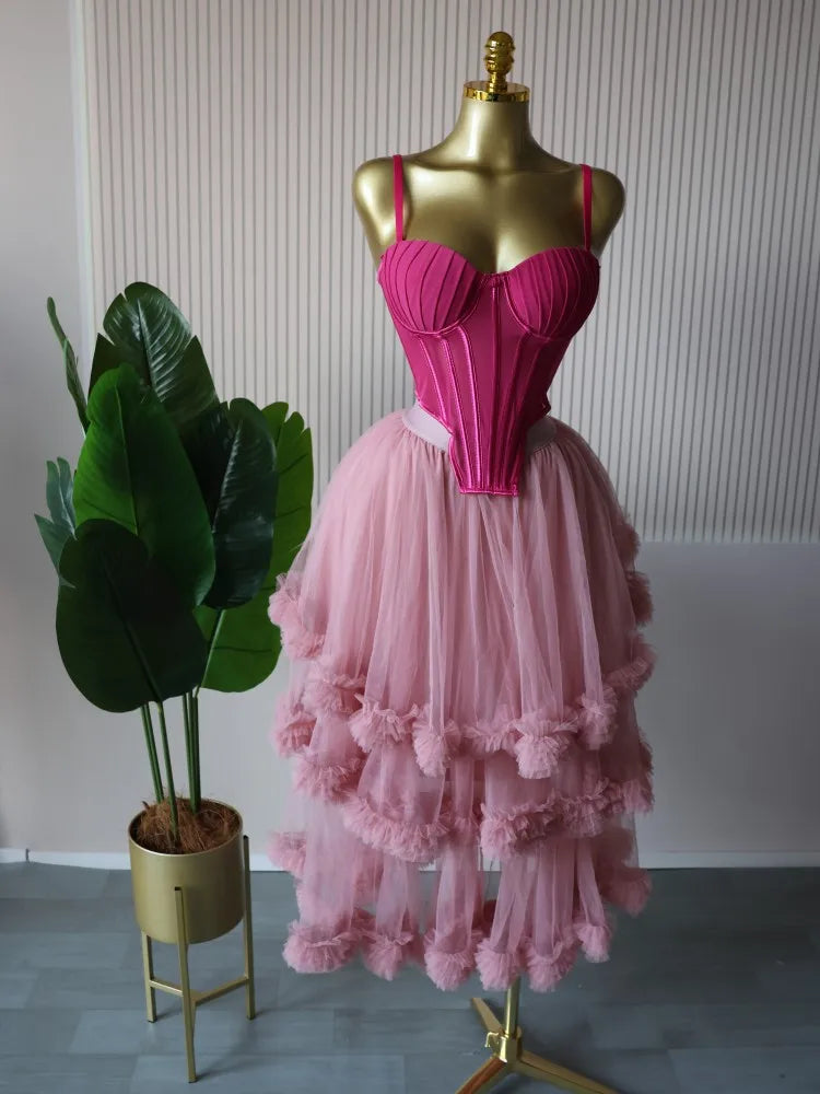 Women's Dress Set Sleeveless Strap Tops and Pleated Tiered Skirts Suit Elegant Vacation Birthday Two 2 Piece Set Outfits