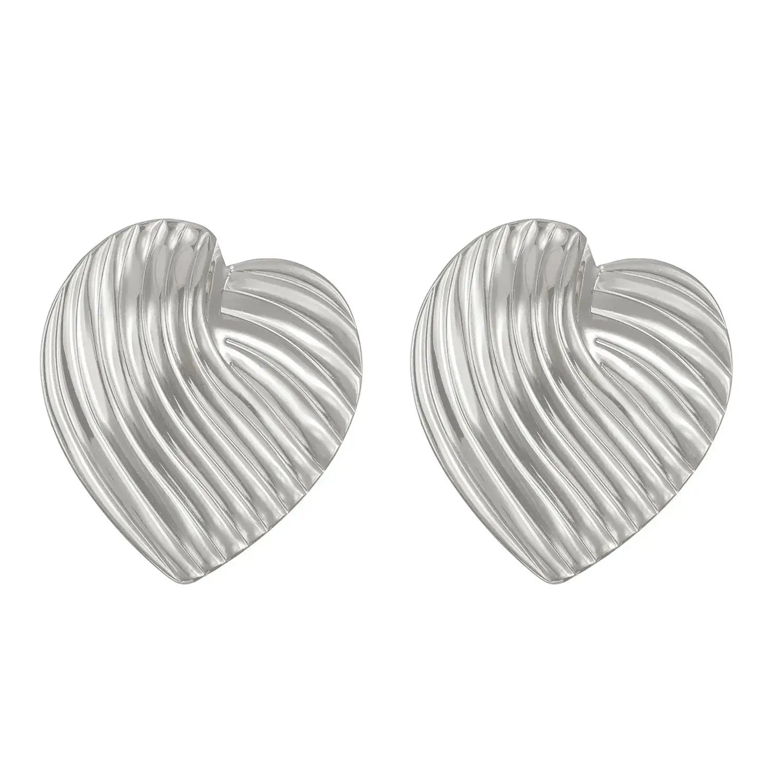 Vintage Pleated Geometric Earrings – Stainless Steel Statement Studs
