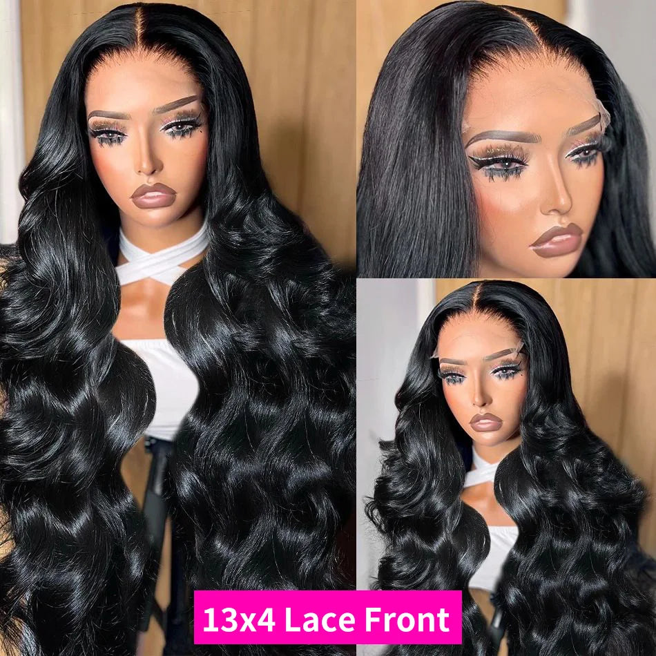 Glueless Wigs Human Hair Pre Plucked Human Hair Wigs for Black Women HD Body Wave Lace Front Wigs Human Hair 180 Density 13x6 Lace Front Wigs Human Hair Pre Plucked 10A long black wig 22 Inch