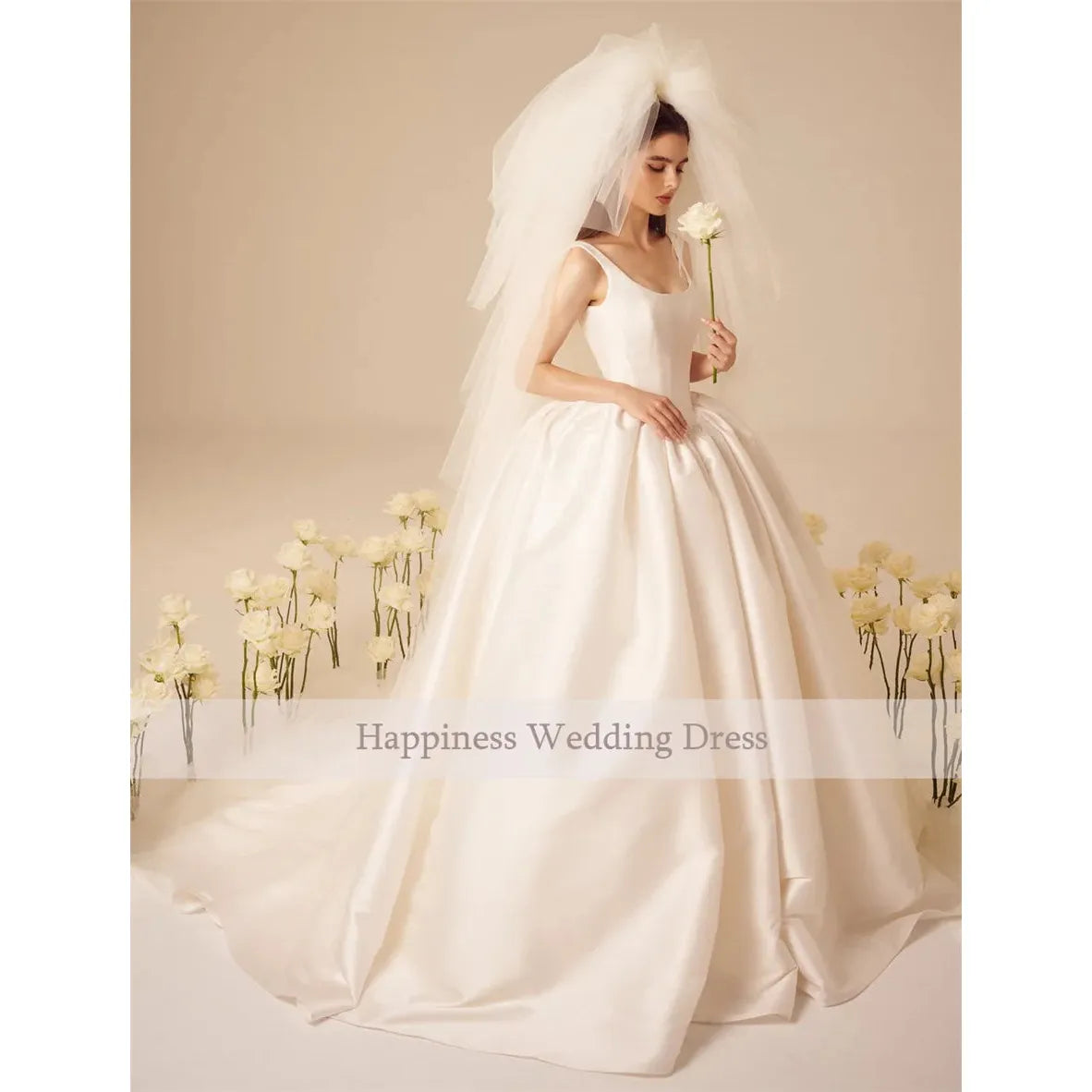 Claire Simple Elegance Customized Sleeveless A-Line Wedding Dresses Zippered Back Bridal Gown