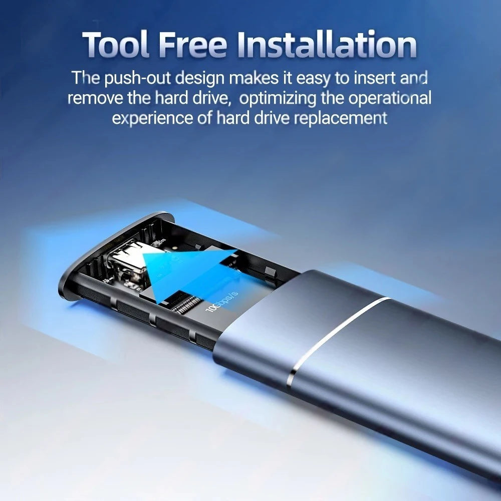 M.2 SSD Enclosure Aluminum Alloy 10Gbps External SSD Case Heat Dissipation Mobile Hard Disk Box ToolFree Support NVMe SATA NGFF