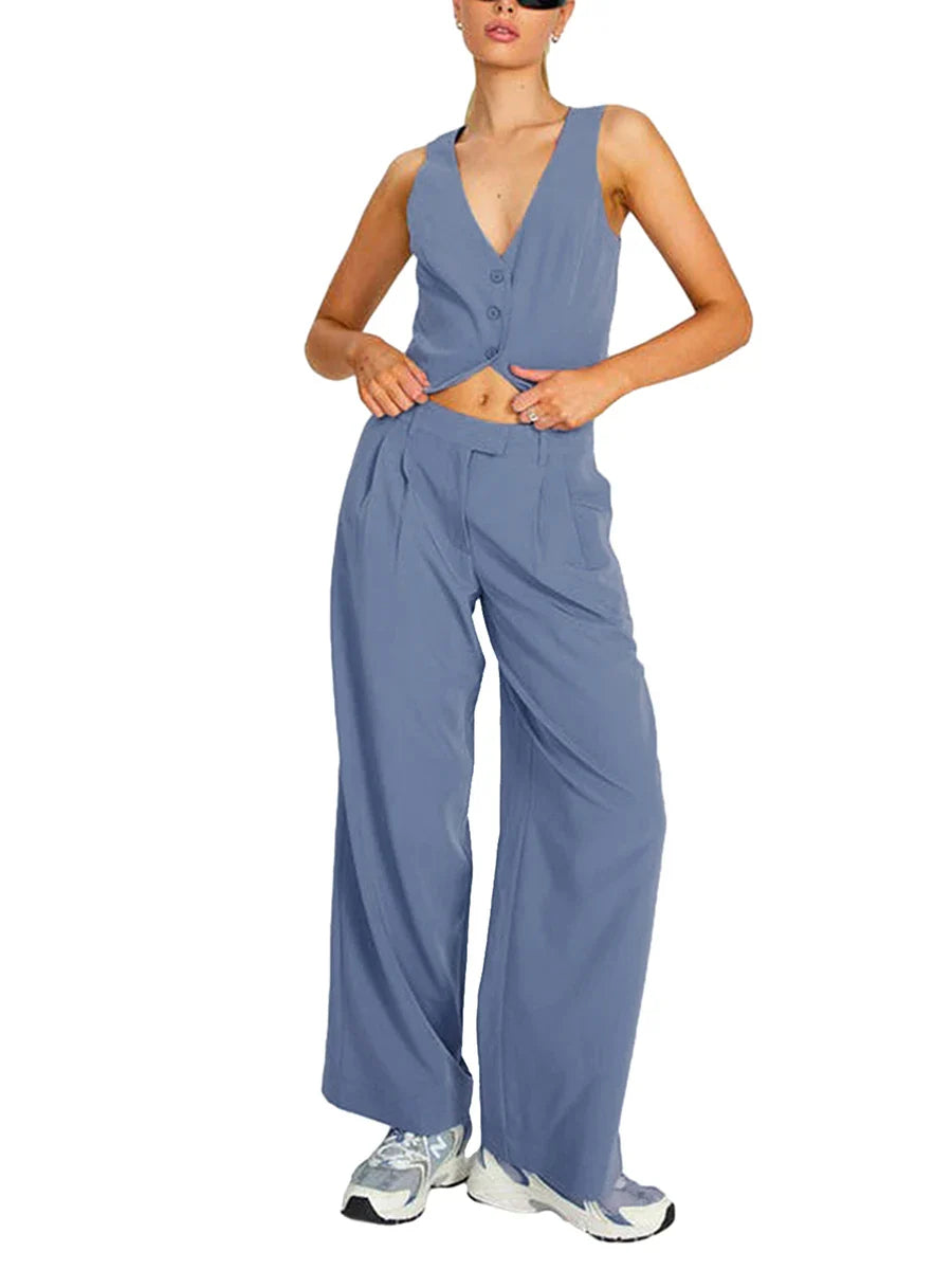 Women's Fashion Black Sleeveless Vests Casual V Neck Button Waistcoat Formal Business Tuxedo Shirt Slim Fit Cropped Blazer Vests