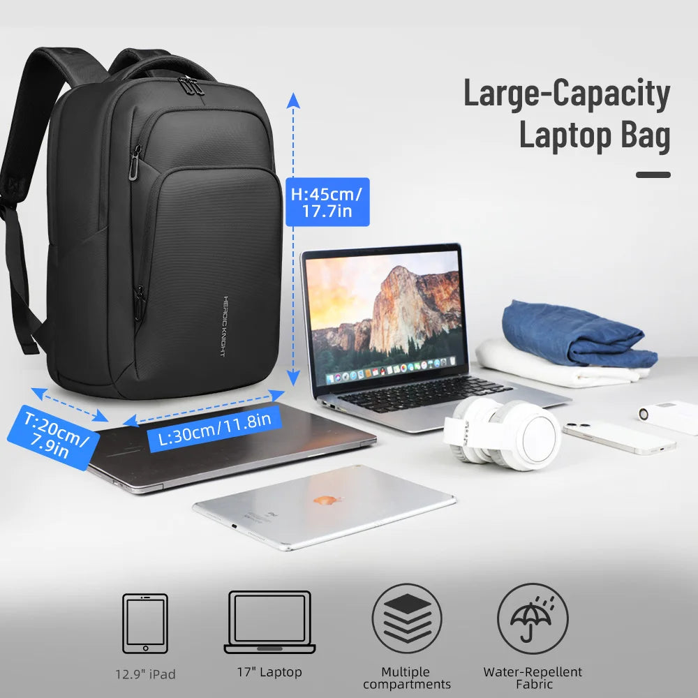HK Multifunctional Business Backpack Men Large Capacity Travel Backpack Waterproof 17.3" Laptop Bag With USB Office Work Daypack