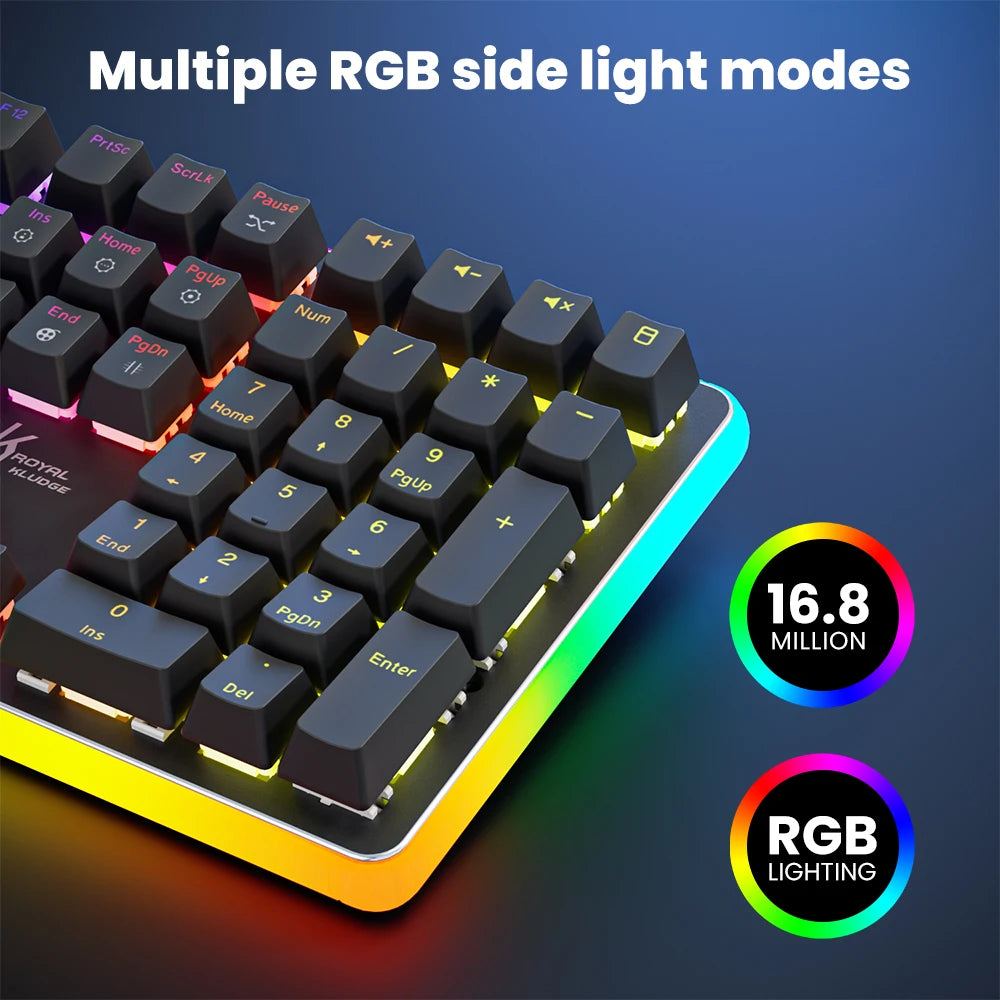 RK ROYAL KLUDGE RK918 Wired Mechanical Keyboard 108 Keys 100% RGB Backlit Gaming Keyboard