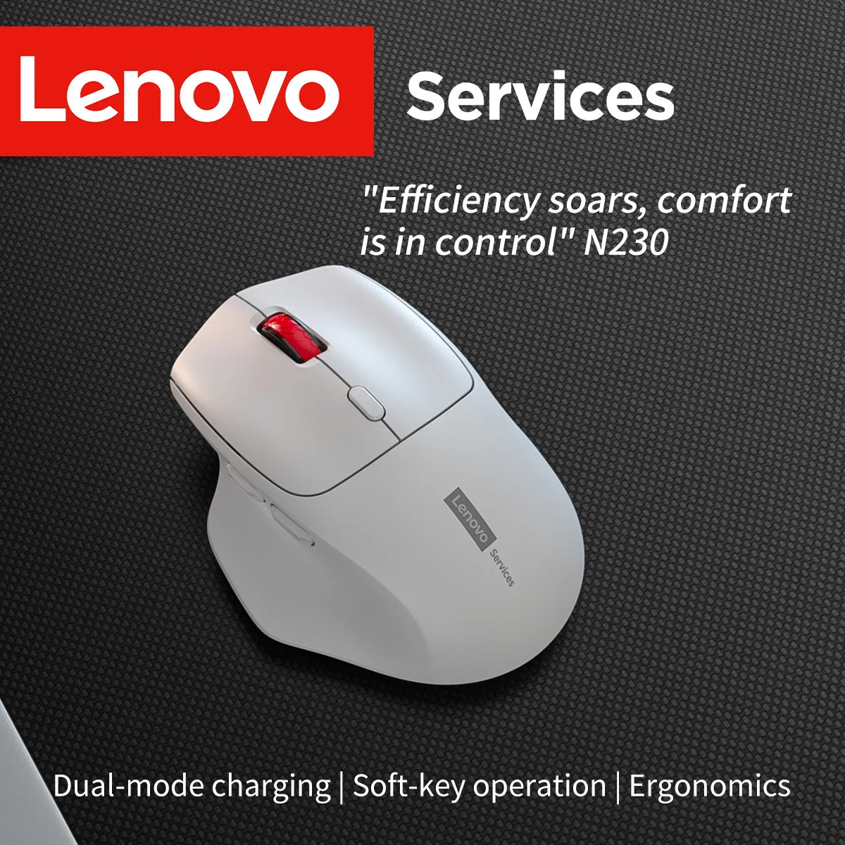 Lenovo Wireless Mouse Ergonomic Design Lightweight Dual Mode