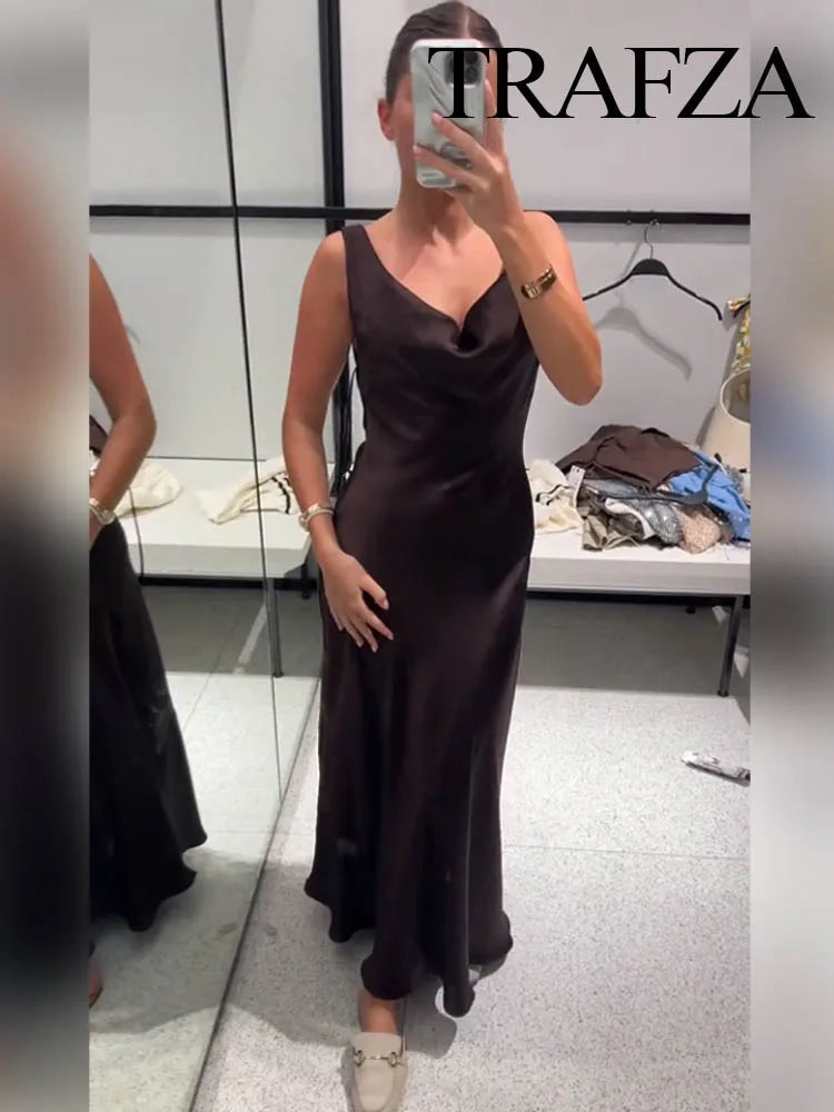 Zara satin dress, backless, V-neck, elegant, sexy