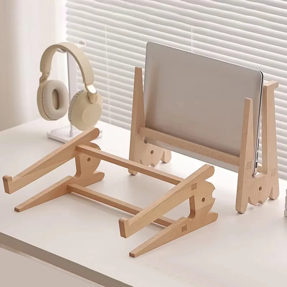 Solid Wood Laptop Stand Removable Vertical Bracket Cooling Base Cooling Heat Dissipation Laptop Holder Support Base PC LapTop