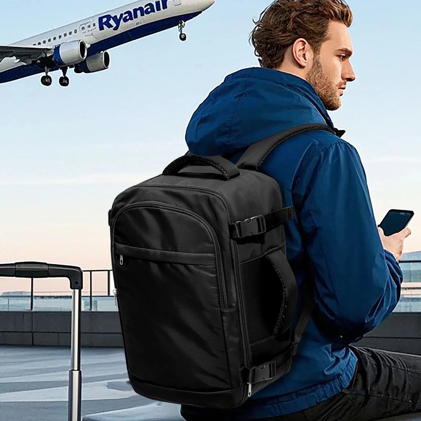 Men 15.6 inch Laptop Bag Cabin Airplane Travel Backpack 40x20x25, Able Carry Hand Luggage Backpack Ryanair, College Backpack