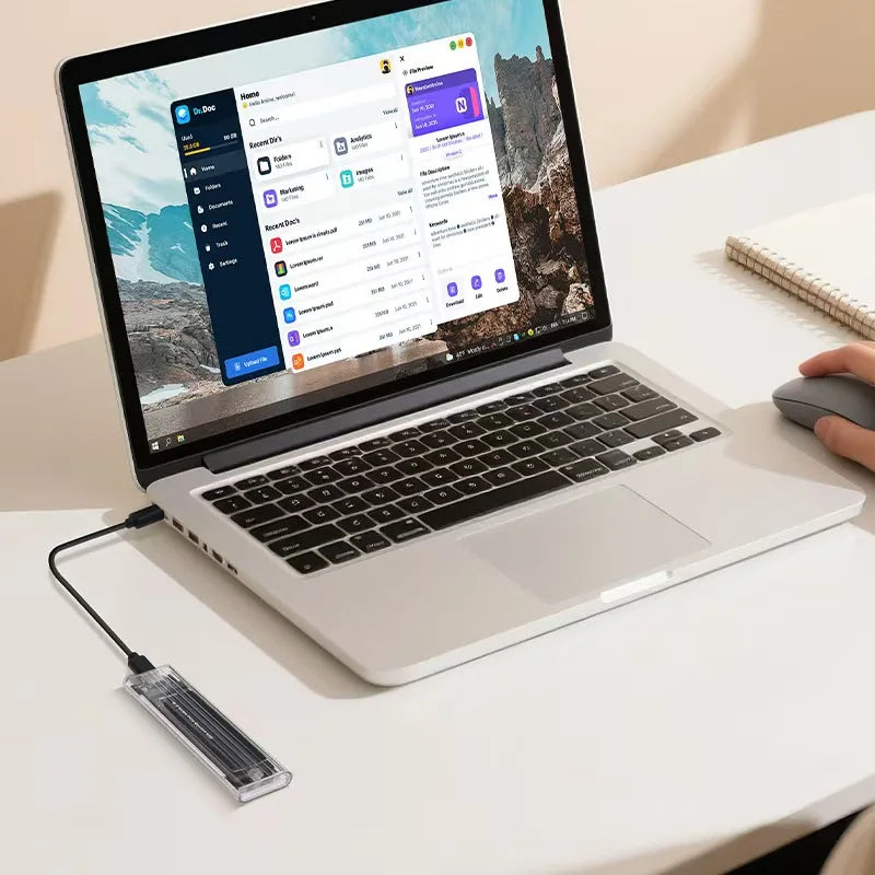 DANJU M.2 Portable Hard Drive NGFF Protocol 10GbpsNVME SSD Transparent outer frame (with data cable included)