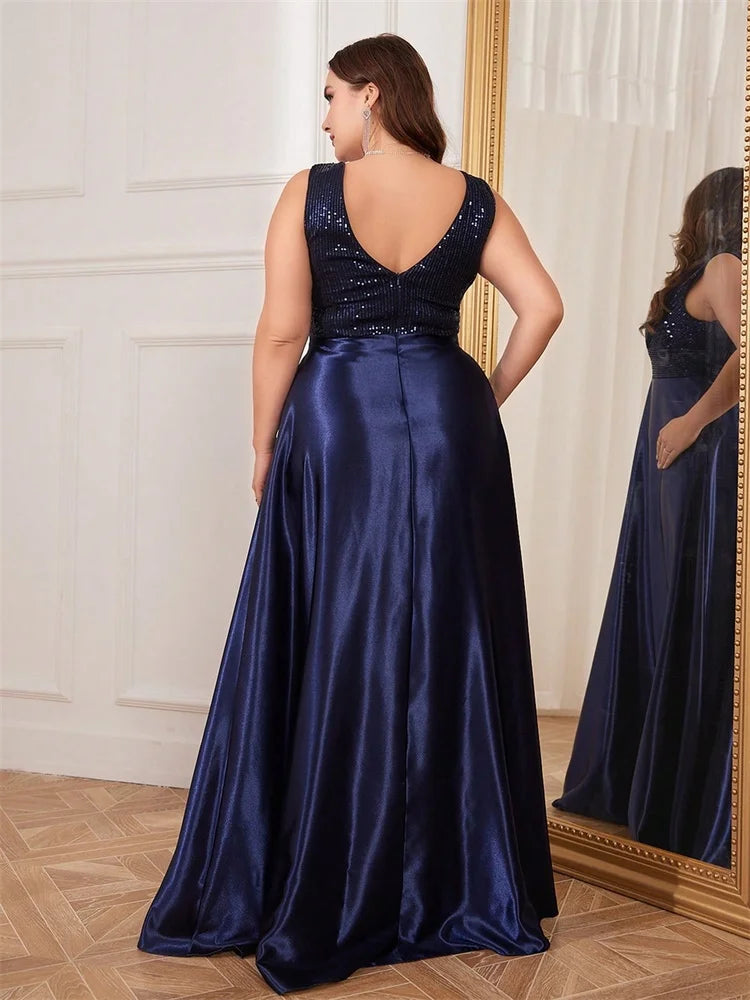 Plus Size Elegant Sequins Evening Dress For Women