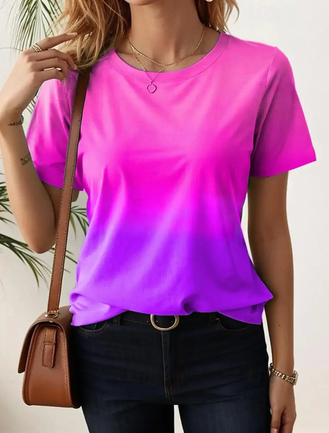 3D Gradient Print Women's Oversized T-Shirts