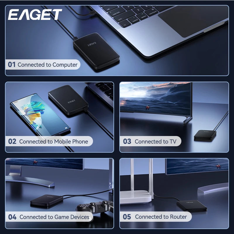 EAGET G61 Portable HDD External Hard Drive STTA3 5Gbps USB 3.0 External Hard Disk 320GB 500GB External Memory for Laptop Desktop