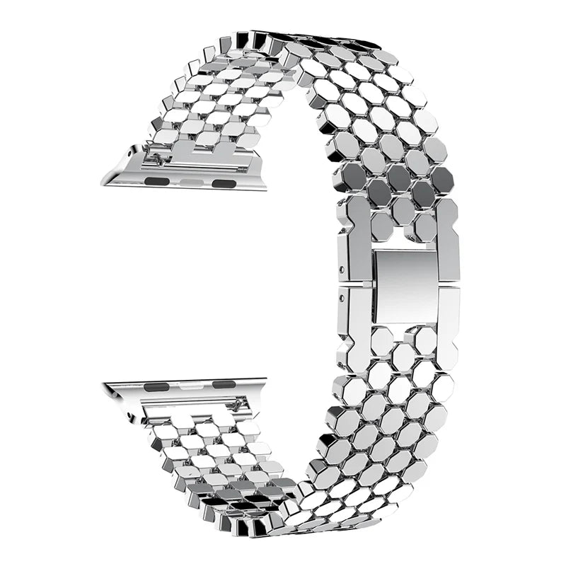 xDfind Fish Scale Texture Metal Watch Band