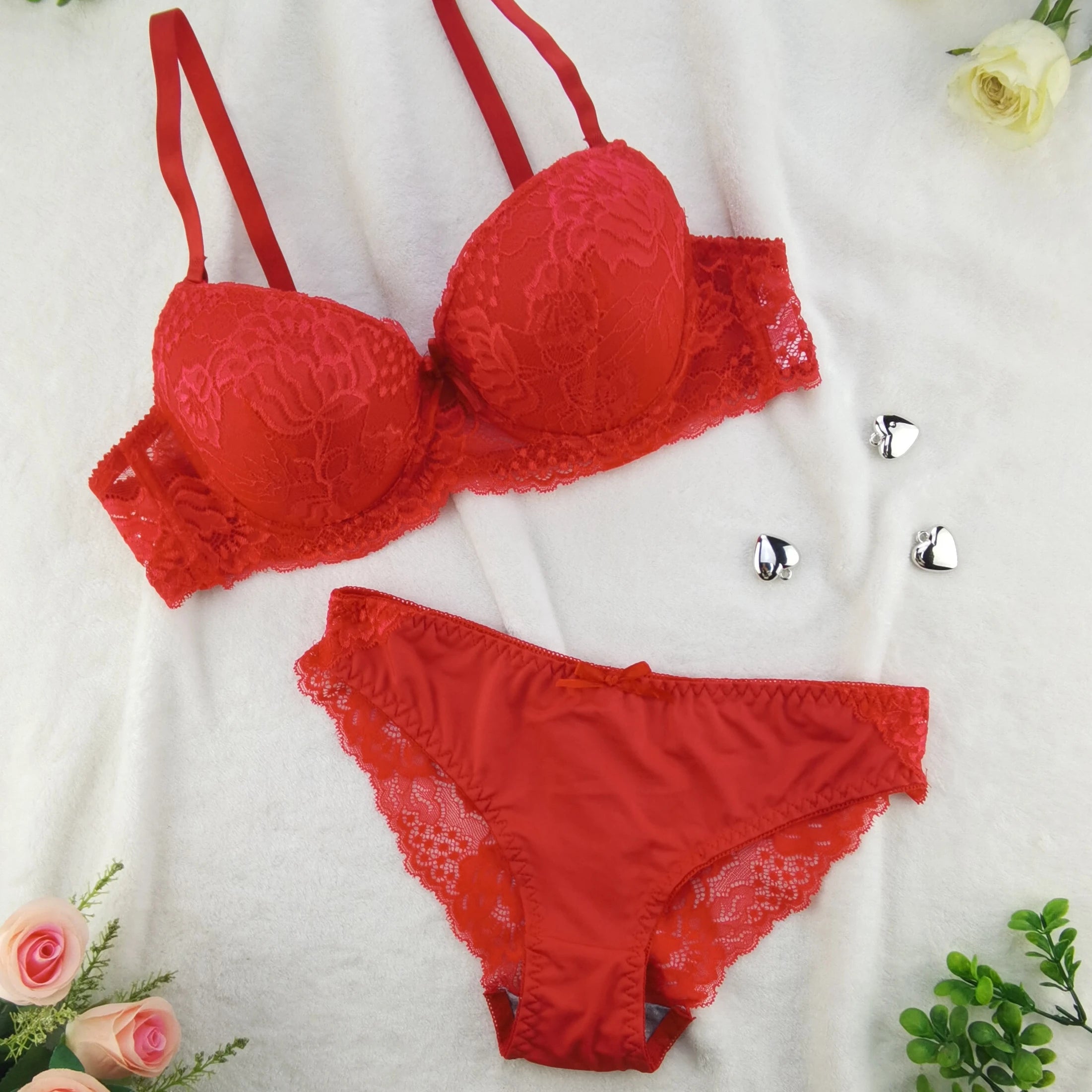 2-Piece Sexy Multicolor Lingerie Set – Push Up Floral Underwear for Women A2155