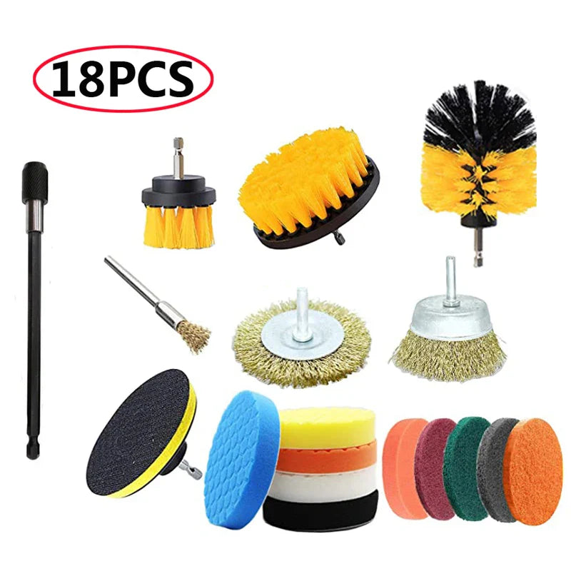 UNTIOR Electric Drill Brush Attachment Set Power Scrubber Brush Car Polisher Kitchen Bathroom Cleaning Tool Car Detailig Brushes