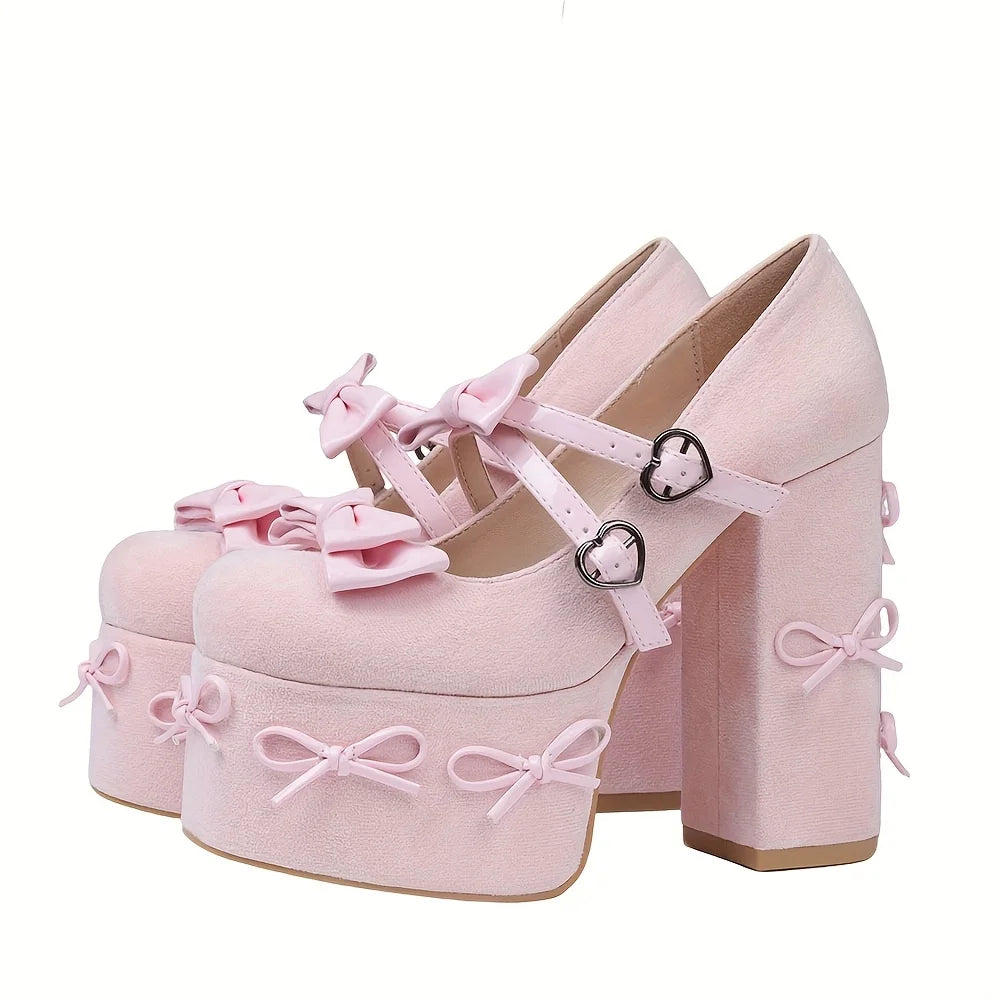 Womens Mary Jane Heels Black Platform Chunky Heels Goth Platform Shoes Chunky High Heel Mary Jane Heels Gothic Heels