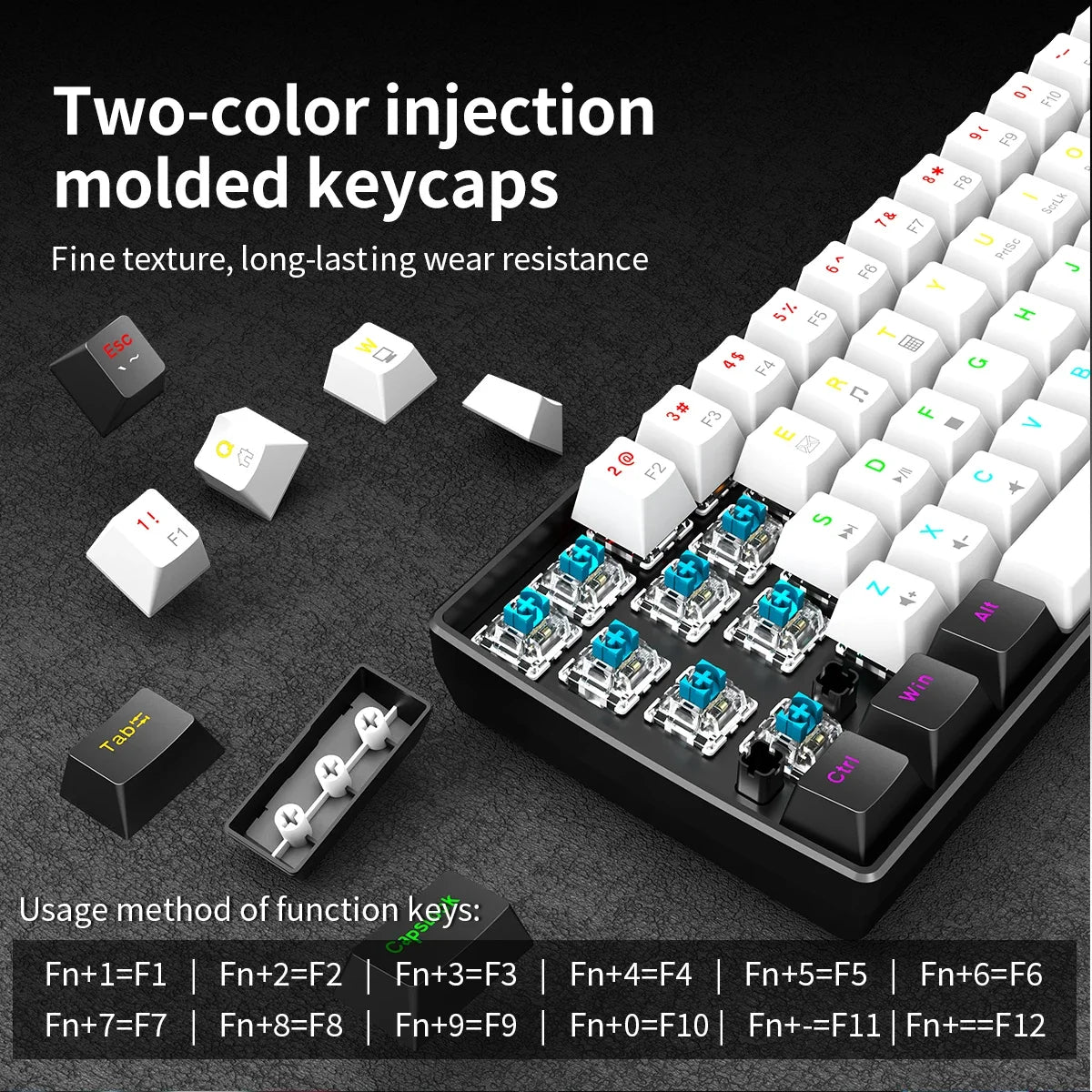 60% Wired Gaming Mechanical Keyboard RGB Backlit Ultra Compact Mini Layout for PC/Mac Gamers And Typists Easy Travel Design