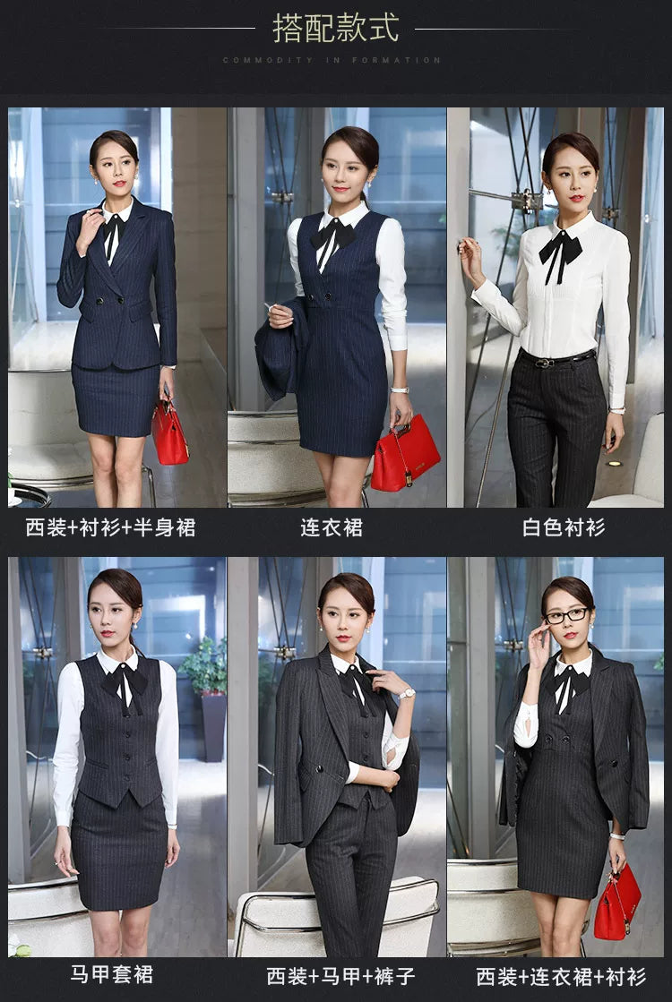 Processing men's and women's business wear women's suit suit long sleeve slim beauty salon women's work clothes wholesale bank Korean version