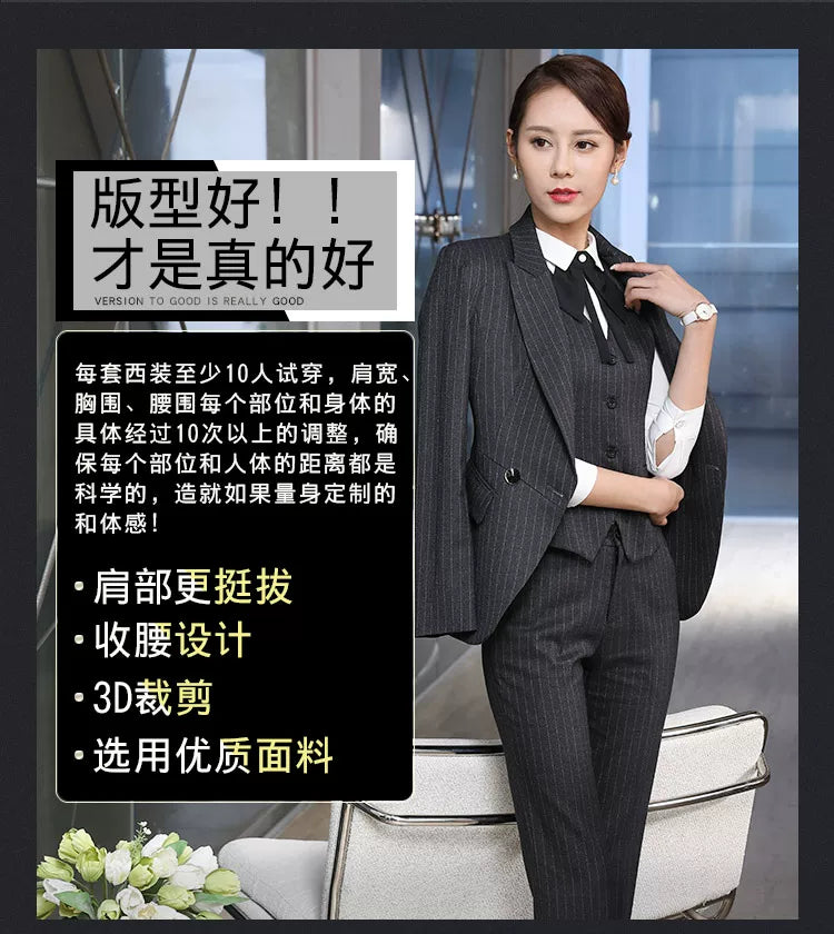 Processing men's and women's business wear women's suit suit long sleeve slim beauty salon women's work clothes wholesale bank Korean version
