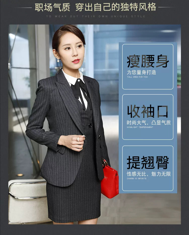 Processing men's and women's business wear women's suit suit long sleeve slim beauty salon women's work clothes wholesale bank Korean version