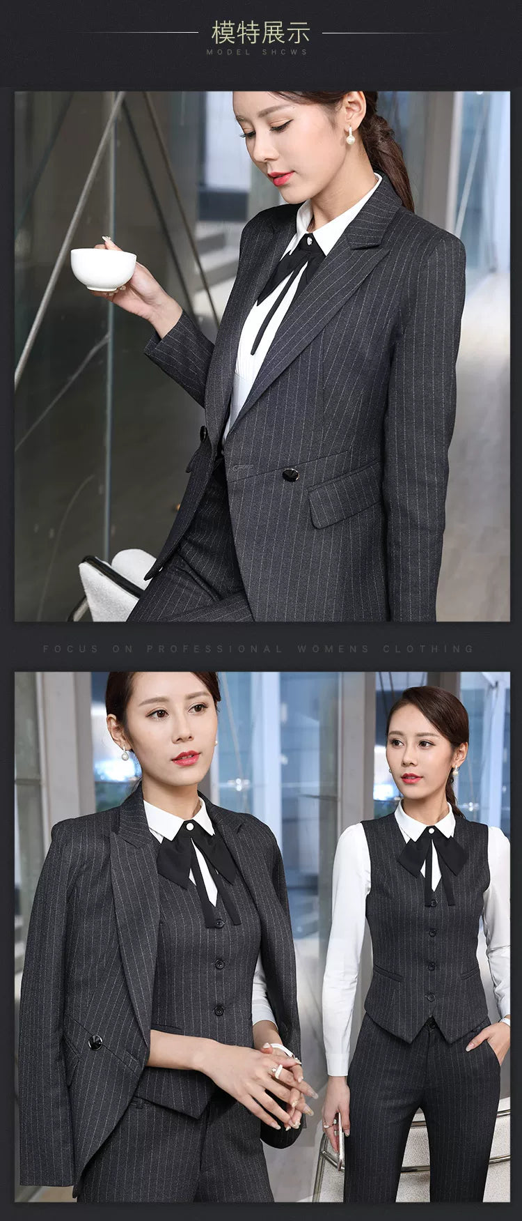 Processing men's and women's business wear women's suit suit long sleeve slim beauty salon women's work clothes wholesale bank Korean version