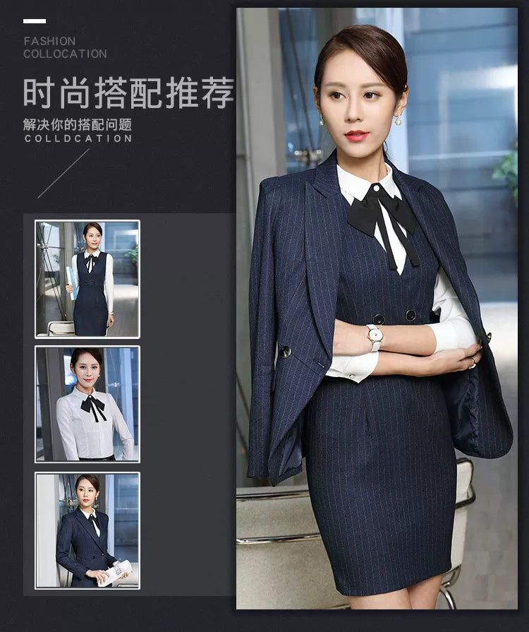 Processing men's and women's business wear women's suit suit long sleeve slim beauty salon women's work clothes wholesale bank Korean version