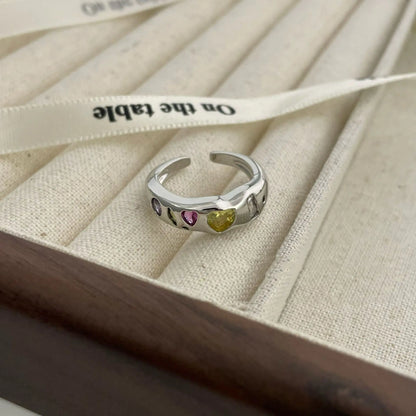 Small Colored Love Zircon Ring
