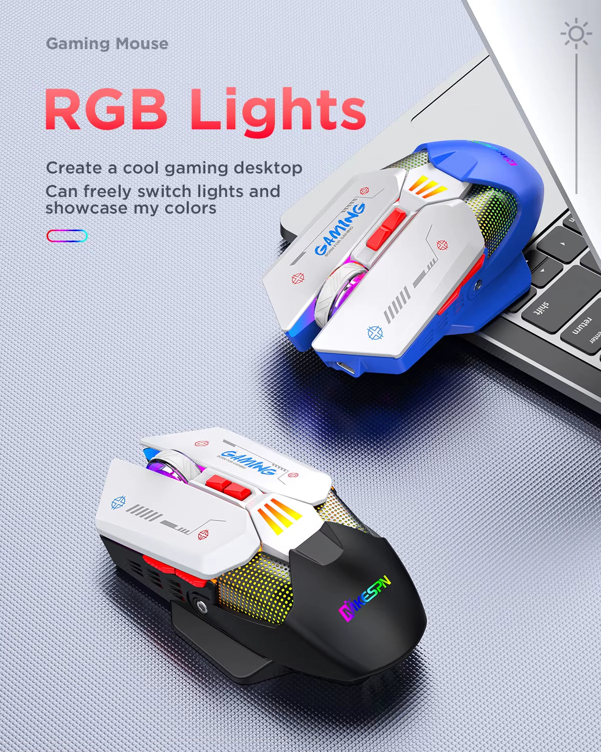 Wireless 2.4G Dual Modes Mouse 10000DPI Macro RGB Gaming Mouse 450Mah Programmable Keys Rechargeable Game Mouse