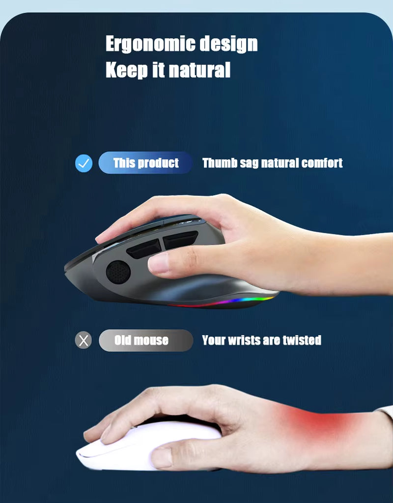 Ergonomic Dual Mode Gaming Mouse Type-C Charging Computer Accessory (For PC, Mobile Phone)