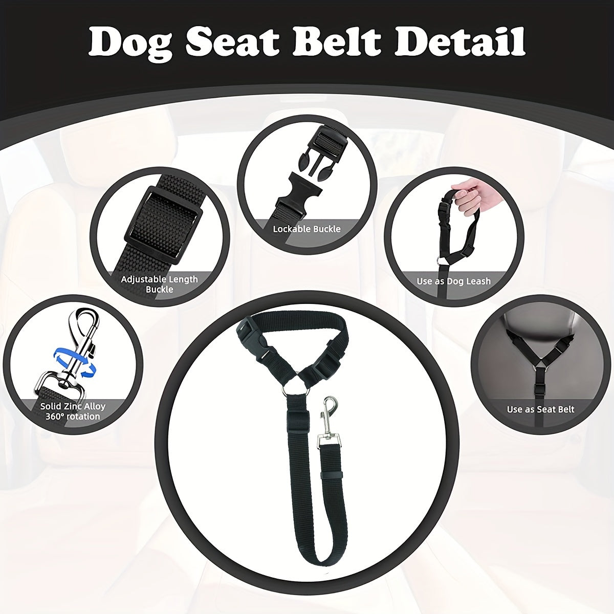 1pc Dog Seat Belt For Vehicle Secure, Pet Car Tether Safety Leash For Dogs In Vehicles, Dog Seatbelt Tether, Dog Seat Belt Buckle, Dog Car Seat Belt Christmas Gift