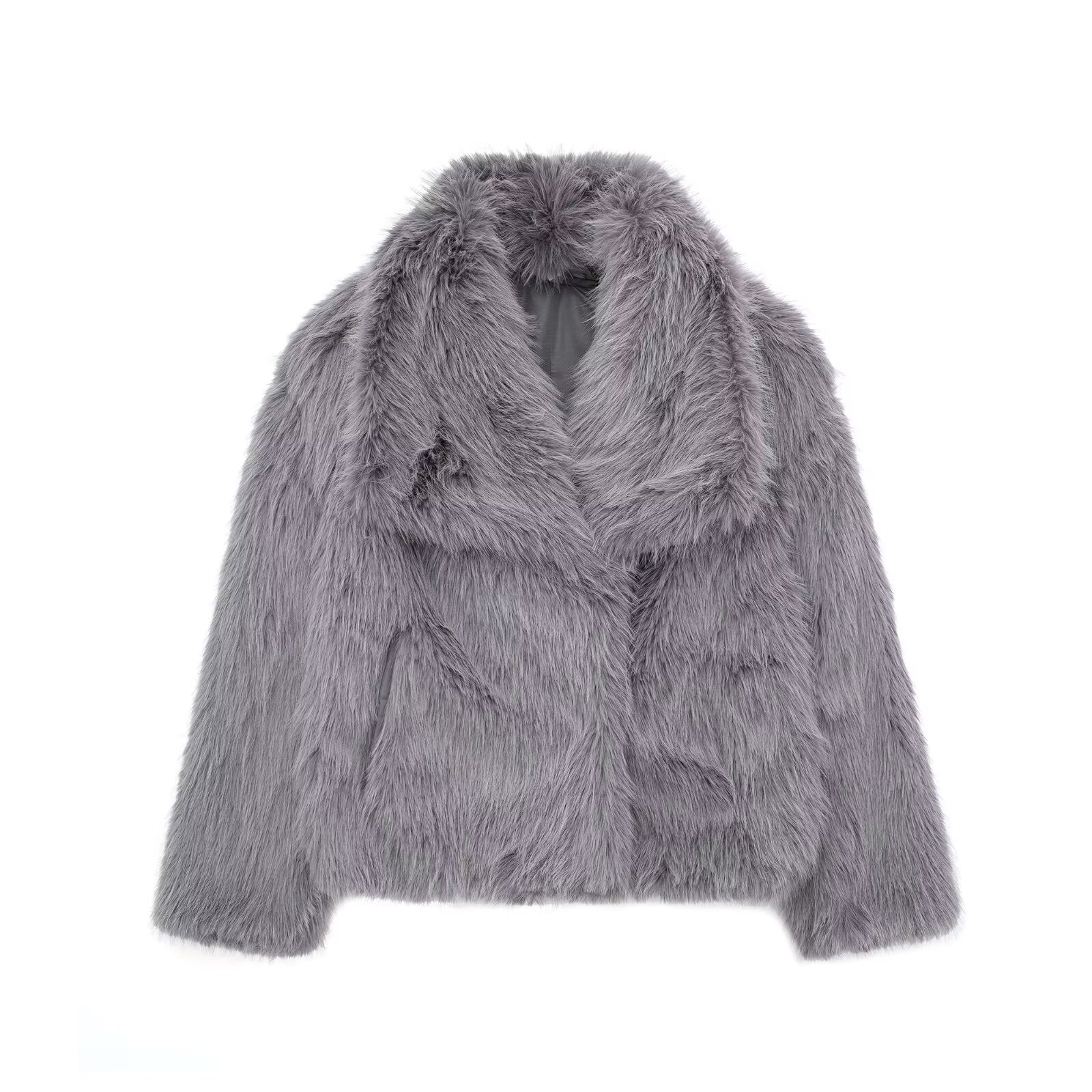 Winter Plush Coat Fashion Warm Thicken Fluffy Lapel Jacket