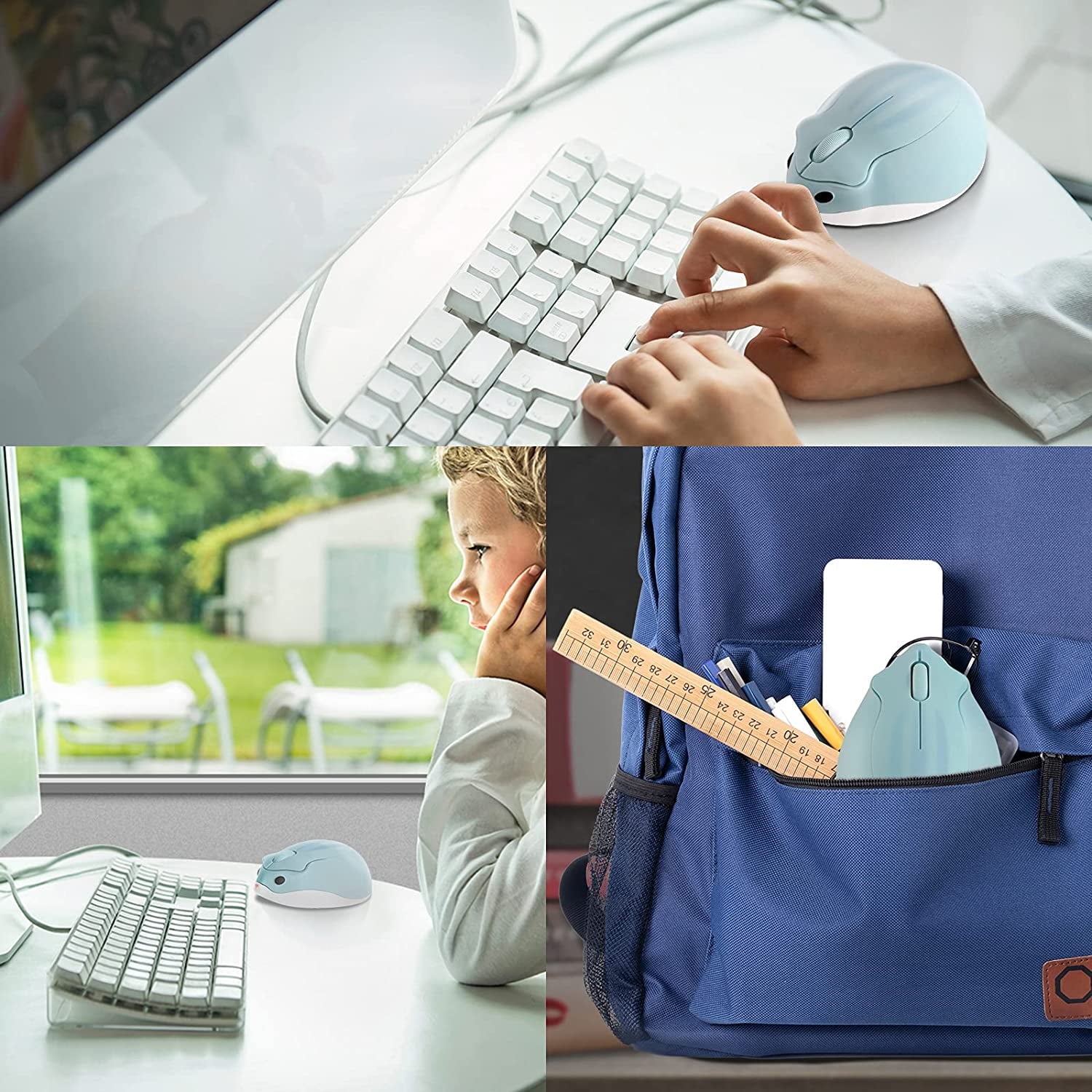 Wireless Mouse, Cute Hamster Shape Computer Mouse, Silent Mouse 2.4Ghz 1200DPI Optical Mouse with USB Receiver, Cordless Mouse for Laptop Computer