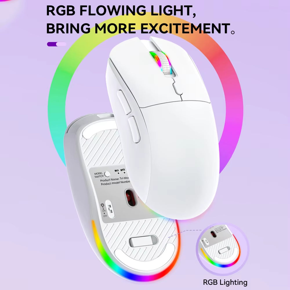 Dual Bluetooth 5.3 Mouse 2.4G Wireless Mouse USB Wired Mouse Tri-Mode RGB Gaming Mouse 6 Button 4800DPI for PC Laptop Tablet