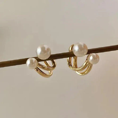 Double Pearl Stud Earring