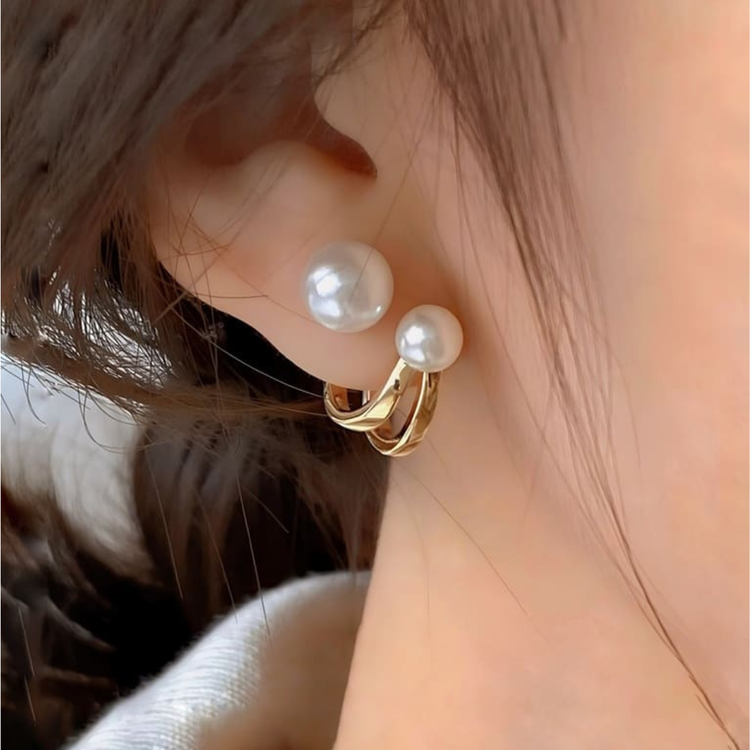 Double Pearl Stud Earring