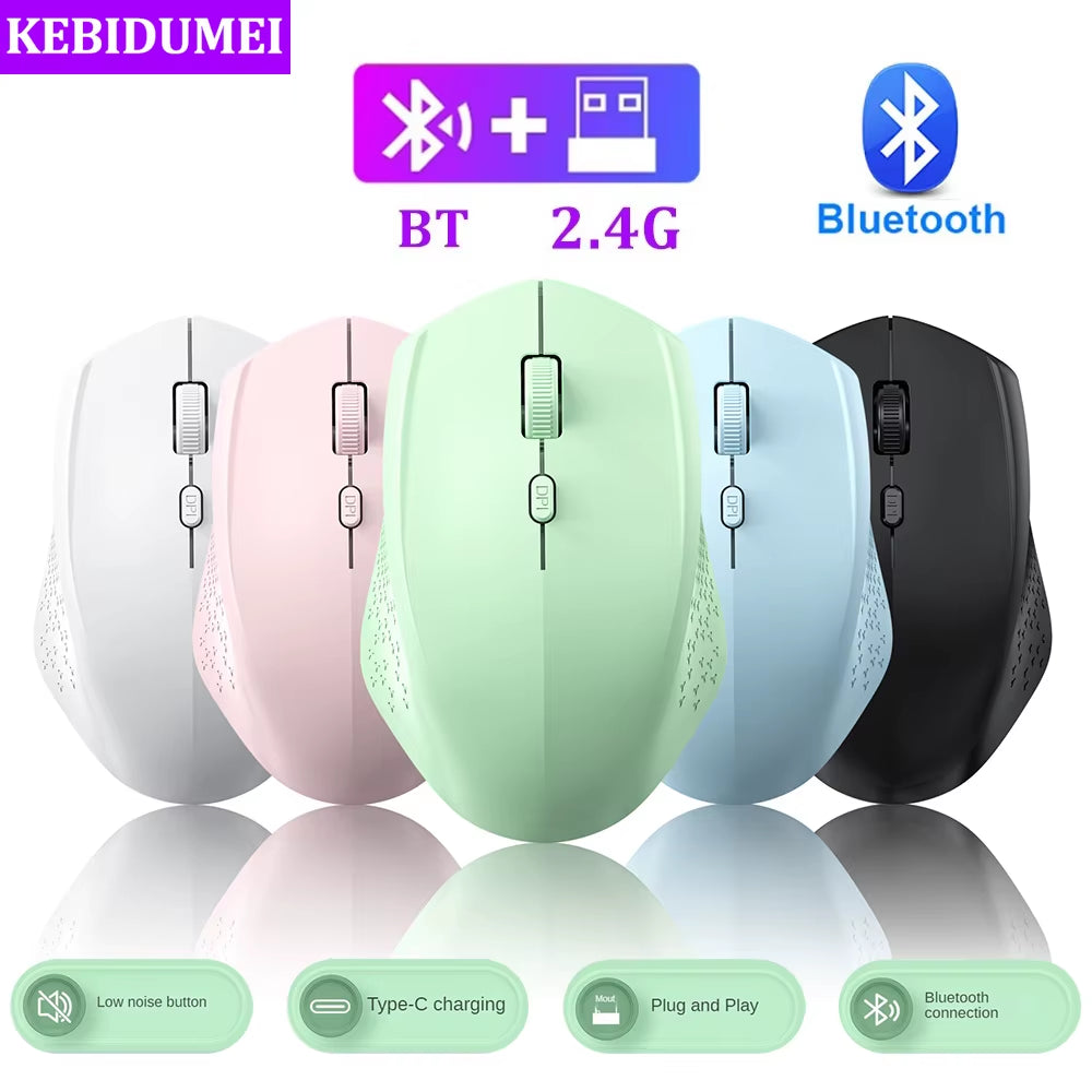 2.4G Wireless Mouse Bluetooth Mouse Dual Mode Mouse Rechargeable Mice Gaming Mouse 1600DPI for PC Laptop Computer Accessories