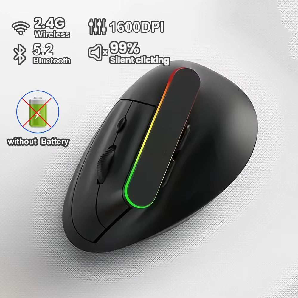 RGB Vertical Mouse 2.4G Wireless Mouse Dual Mode Bluetooth Mouse Ergonomic Mouse Rechargeable Mice Silent Mouse for PC Laptop