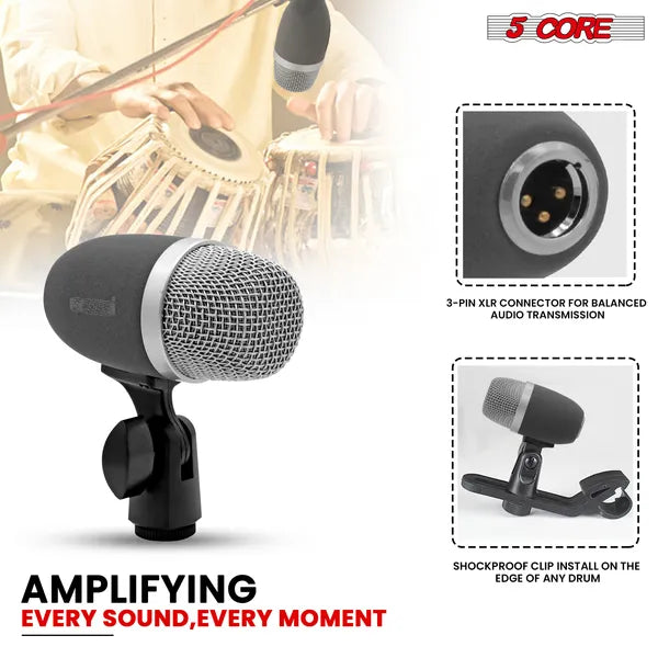 5 Core Premium 2-Piece Dynamic Tabla Microphone Set