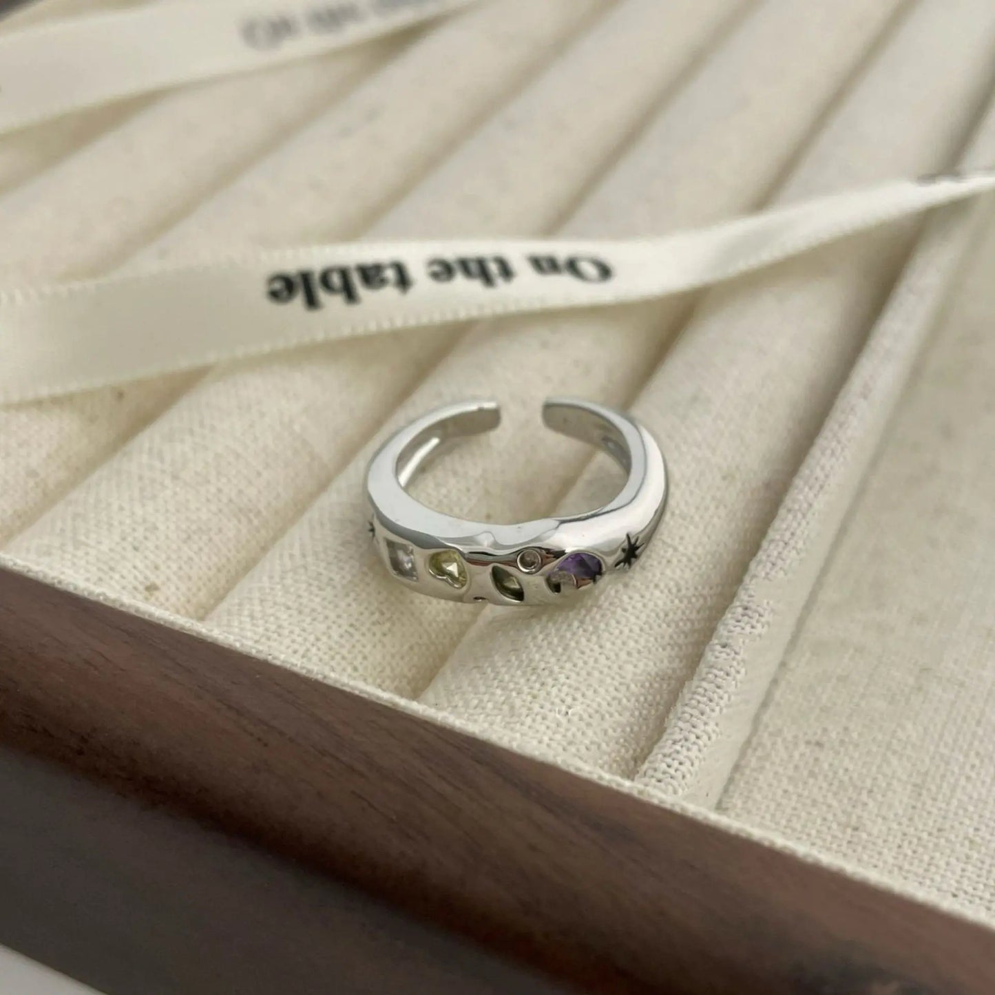 Small Colored Love Zircon Ring