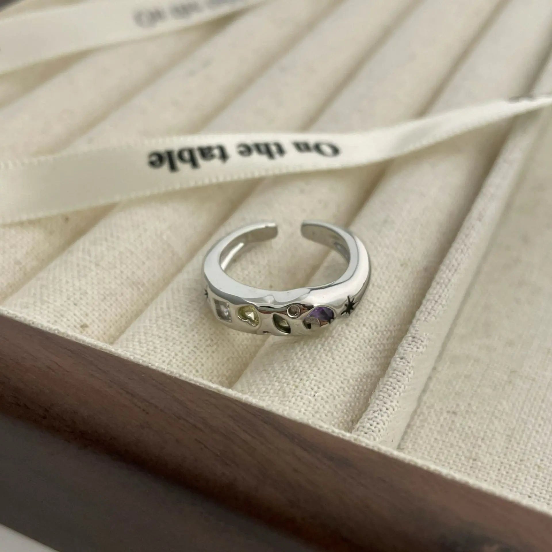 Small Colored Love Zircon Ring