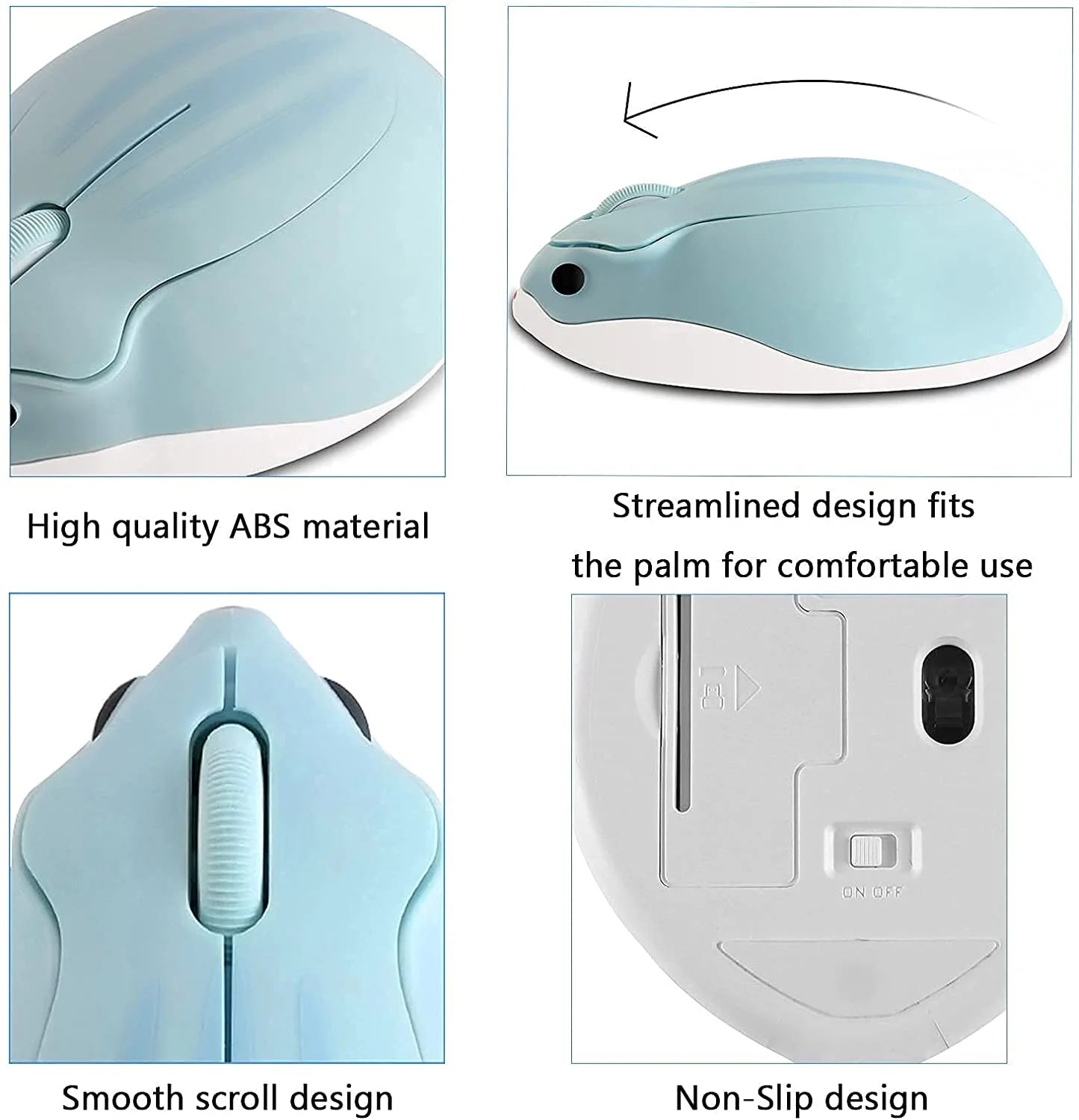 Wireless Mouse, Cute Hamster Shape Computer Mouse, Silent Mouse 2.4Ghz 1200DPI Optical Mouse with USB Receiver, Cordless Mouse for Laptop Computer