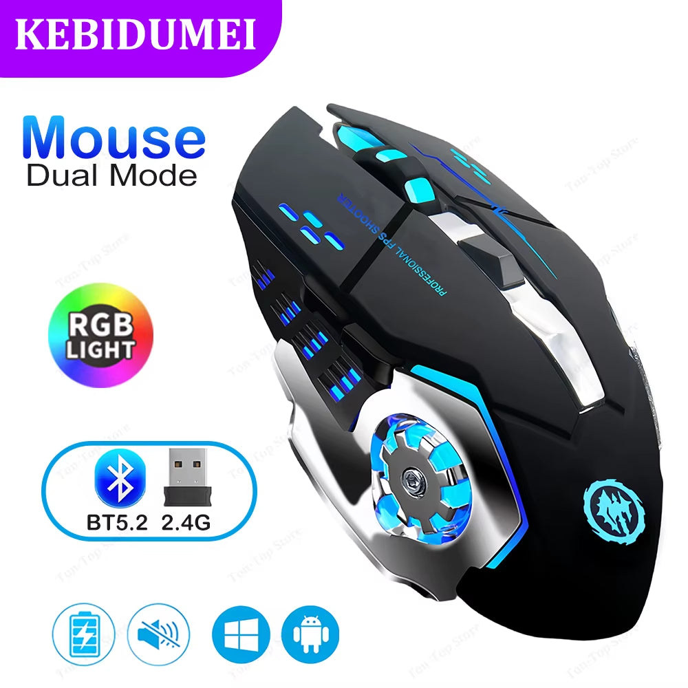 Bluetooth 5.2 Mouse RGB Gaming Mouse 2.4G Wireless Mouse Rechargeable Silent Mouse 3600 DPI Mouse Mice for Macbook Laptop Tablet