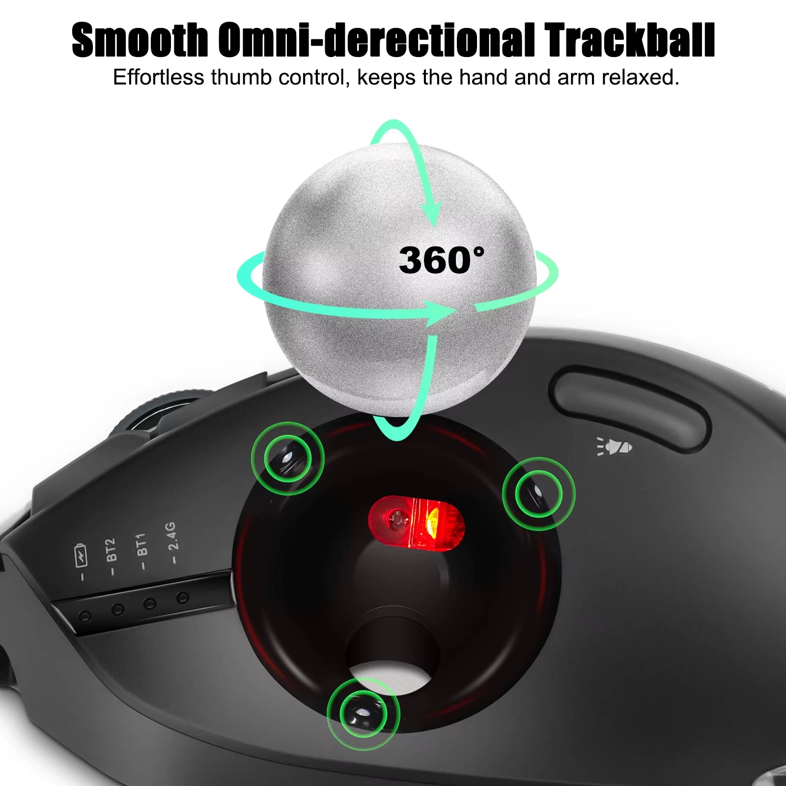 F33/F26C/F35B Trackball Mouse/ Bluetooth Ergonomic Mouse 2.4G Wireless Rechargeable Rollerball Mice for PC Office Drawing